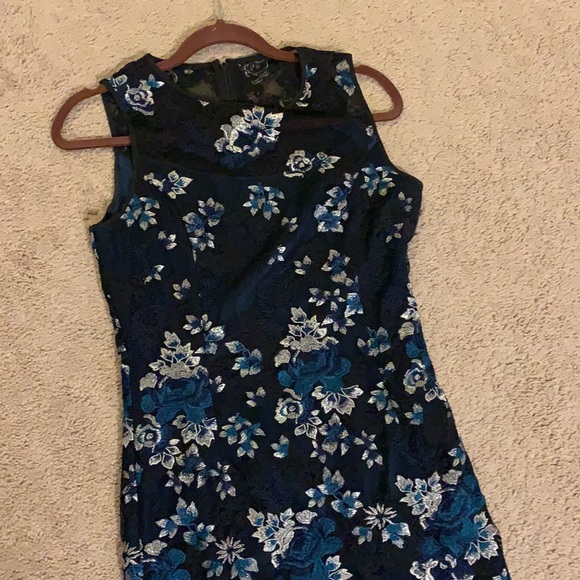 White House Black Market Dress Size 6 blue silver - Picture 10 of 14